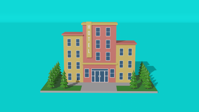 Beautiful and Neat Low Poly Hotel 3D 모델 .c4d .max .obj .3ds .fbx .stl .blend 