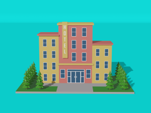 Beautiful and Neat Low Poly Hotel 3D Model