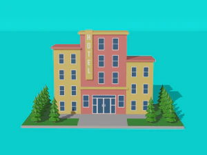 Beautiful and Neat Low Poly Hotel 3D Model