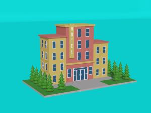Beautiful and Neat Low Poly Hotel 3D 모델