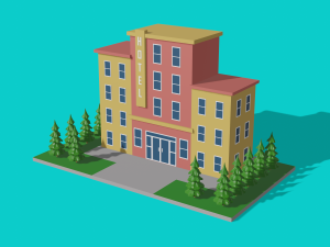 Beautiful and Neat Low Poly Hotel 3D 모델