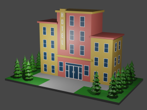 Beautiful and Neat Low Poly Hotel 3D 모델