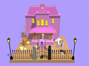 Low Poly Haunted House 3D Model