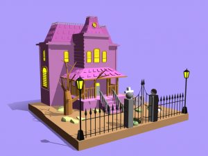 Low Poly Haunted House 3D Model
