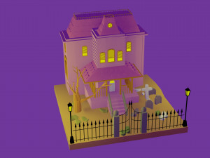 Low Poly Haunted House 3D Model