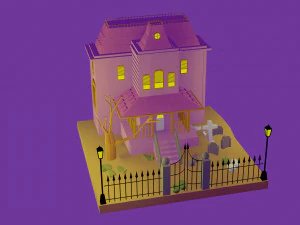 Low Poly Haunted House 3D Model