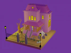 Low Poly Haunted House 3D Model