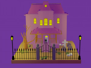 Low Poly Haunted House 3D Model