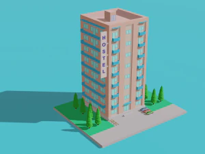 ALBERGUE Low Poly Modelo 3D