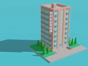 Low Poly HOSTEL 3D Model