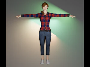 Beautiful Cute Woman Game ready Character 3D Model