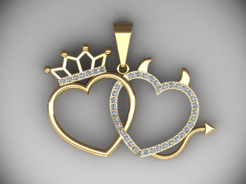 Devil heart pendant 3Dプリントモデル