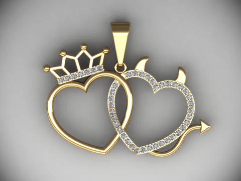 Pingente de cora&ccedil;&atilde;o do diabo Modelo de Impressão 3D