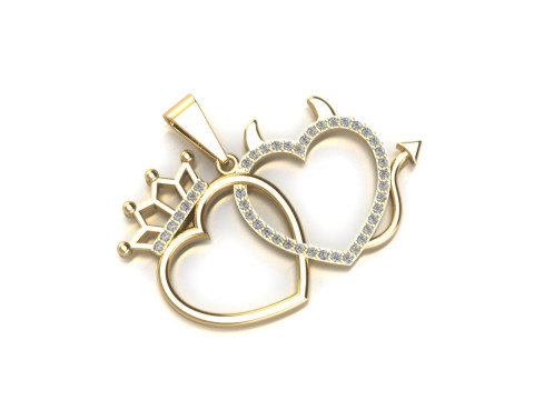 Devil heart pendant Model do druku 3D