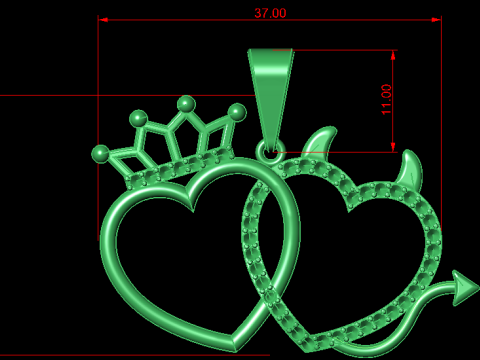 Devil heart pendant Model do druku 3D