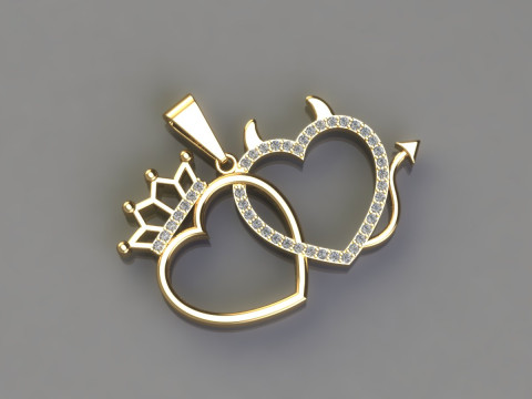 Devil heart pendant Model do druku 3D