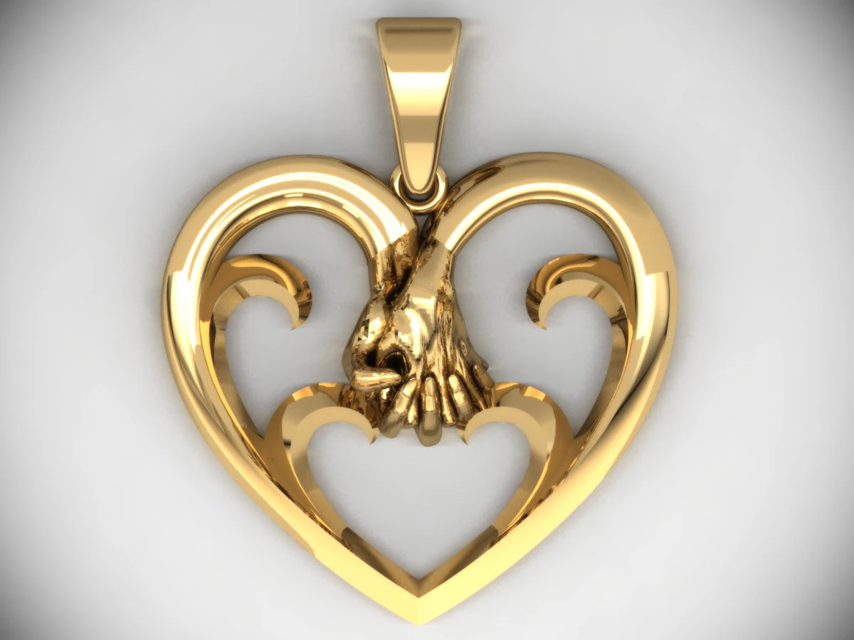 Heart holding hand pendant 3D Print Model .c4d .max .obj .3ds .fbx .stl .blend 