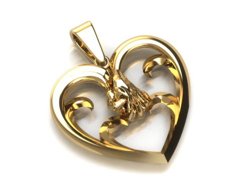 Heart holding hand pendant 3D Print Model