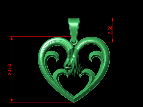 Heart holding hand pendant Modello di stampa 3D