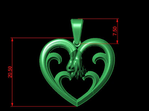 Heart holding hand pendant 3D Print Model