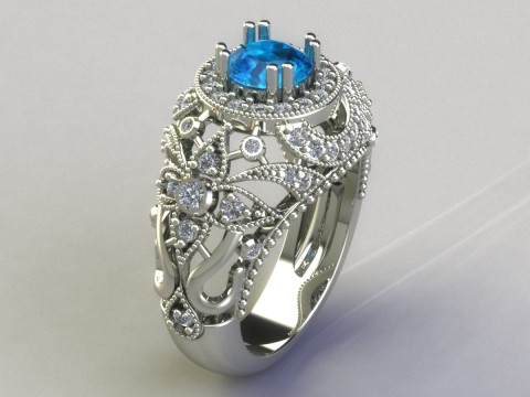Women diamonds ring Modèles 3D en vedette