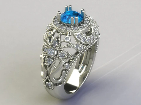 Women diamonds ring 3D Print Model