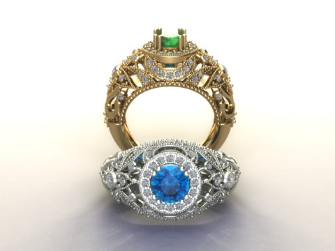 Women diamonds ring Modèles 3D en vedette