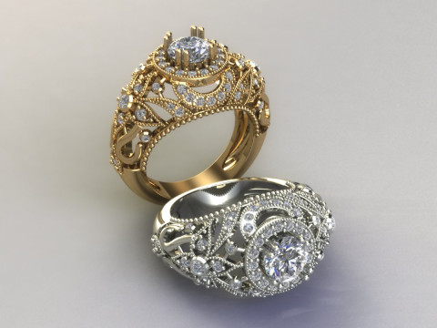 Women diamonds ring Modèles 3D en vedette