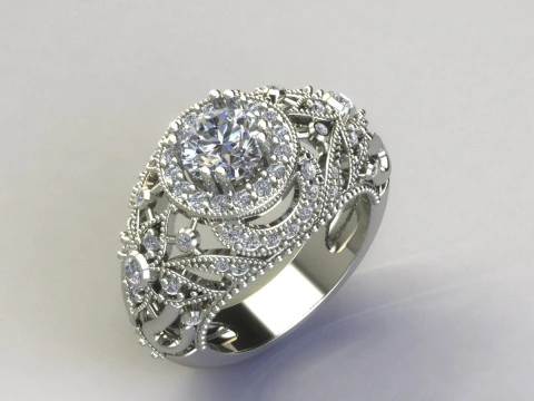 Women diamonds ring 3D Print Model