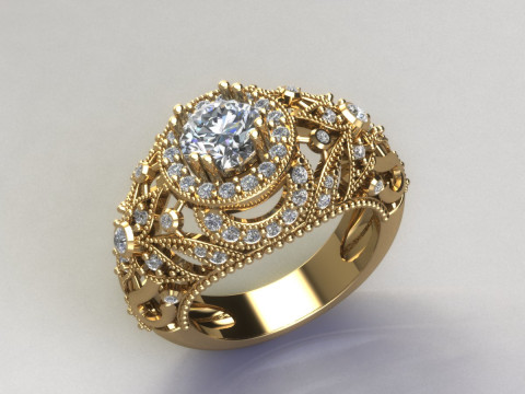 Women diamonds ring Modèles 3D en vedette
