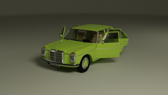 Mercedes 230 1974 3D Model .c4d .max .obj .3ds .fbx .stl .blend 