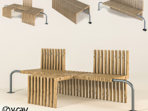 Rotatable wooden parametric bench Modelo 3D
