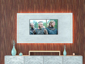 TV-Wand aus Holz 3D Modell