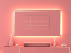 Wooden TV Wall Model 3D