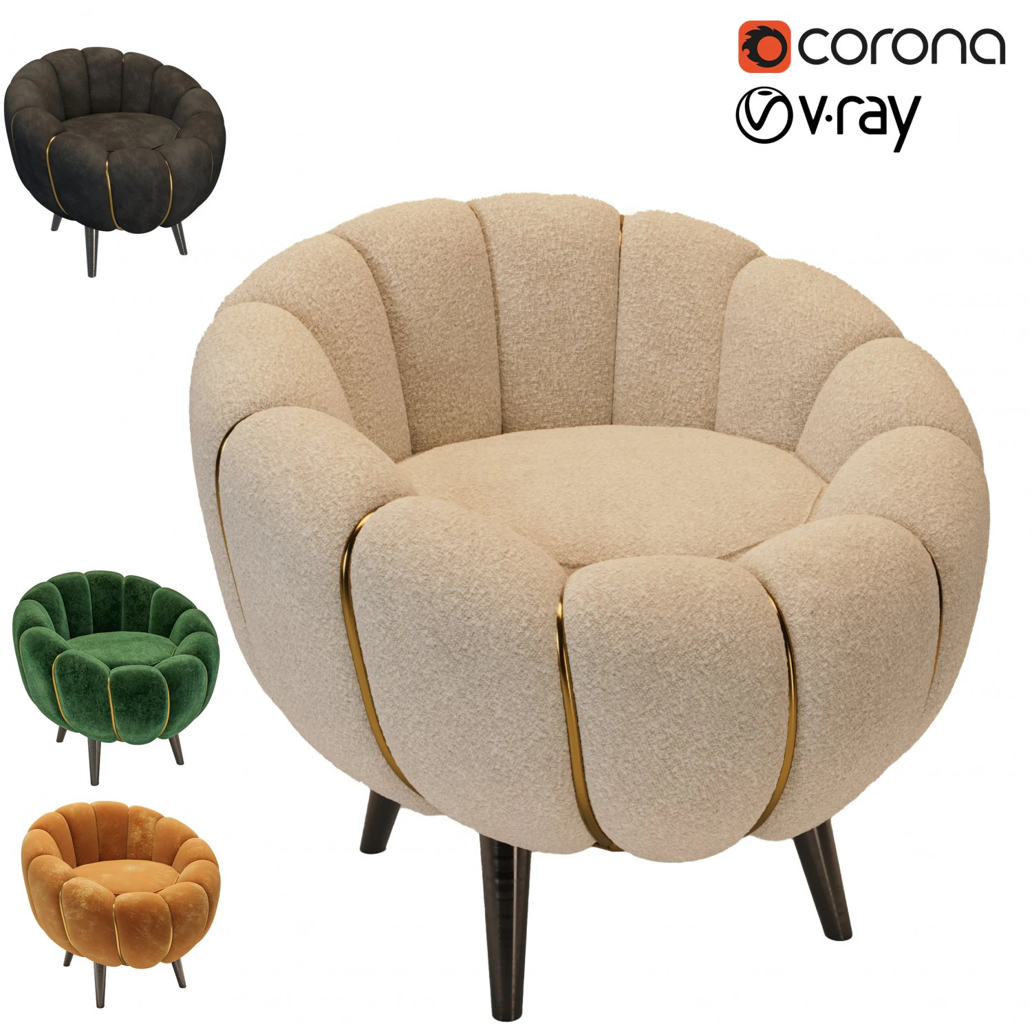 Curvy sofa 01 3D Model .c4d .max .obj .3ds .fbx .stl .blend 