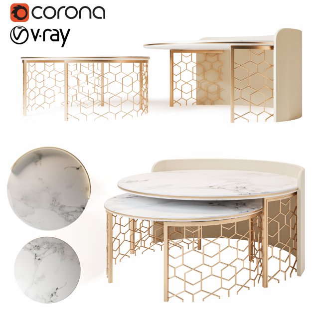 Fendi collection table 3D Model .c4d .max .obj .3ds .fbx .stl .blend 