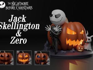 Jack and Zero The Nightmare Before Christmas 3D Print Model