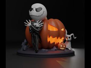Jack and Zero The Nightmare Before Christmas Model Cetak 3D