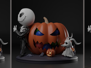 Jack and Zero The Nightmare Before Christmas Model Cetak 3D