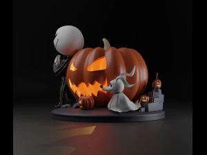 Jack and Zero The Nightmare Before Christmas 3D Print Model