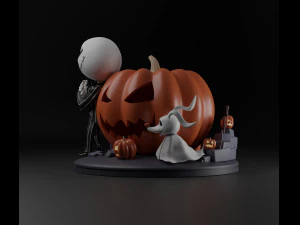 Jack and Zero The Nightmare Before Christmas 3D Print Model