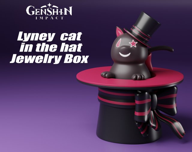 Lyney cat in the hat Jewelry Box Genshin Impact 3D Принт Модель .c4d .max .obj .3ds .fbx .stl .blend 