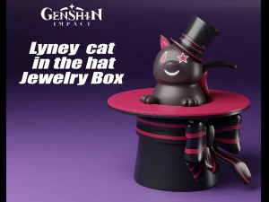 हैट ज्वेलरी बॉक्स में लिनी बिल्ली जेनशिन इम्पैक्ट 3D प्रिंट मॉडल