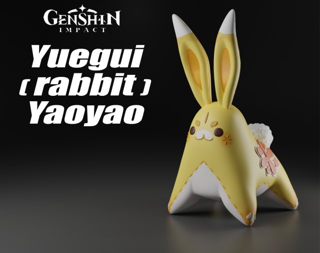 Yaoyao Yuegui Rabbit Genshin Impact 3Dプリントモデル .c4d .max .obj .3ds .fbx .stl .blend 