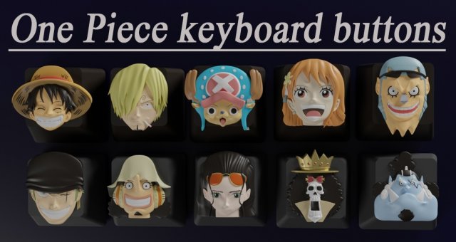 One Piece keyboard buttons 3D 打印模型 .c4d .max .obj .3ds .fbx .stl .blend 