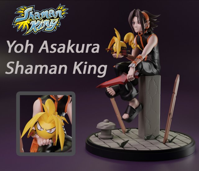 Shaman King Asakura Yoh Modèles 3D en vedette .c4d .max .obj .3ds .fbx .stl .blend 