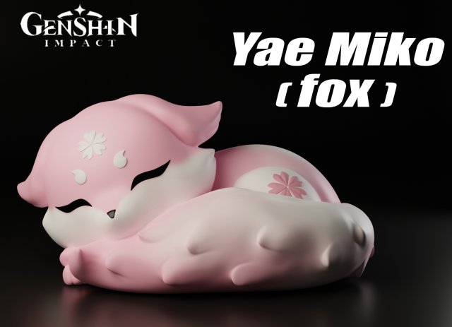 Yae Miko Fox Genshin Impact Model Cetak 3D .c4d .max .obj .3ds .fbx .stl .blend 