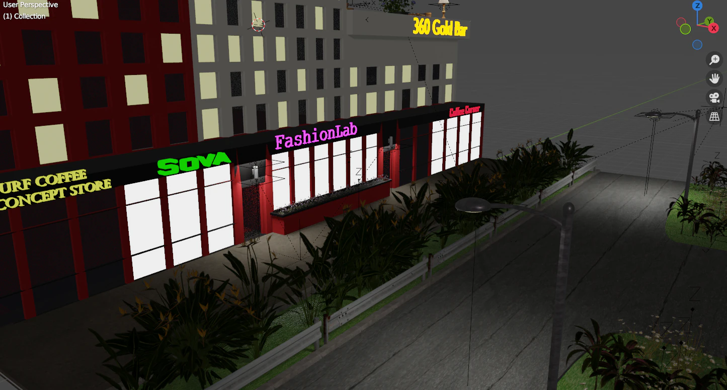 NIght street 3D Model .c4d .max .obj .3ds .fbx .stl .blend 