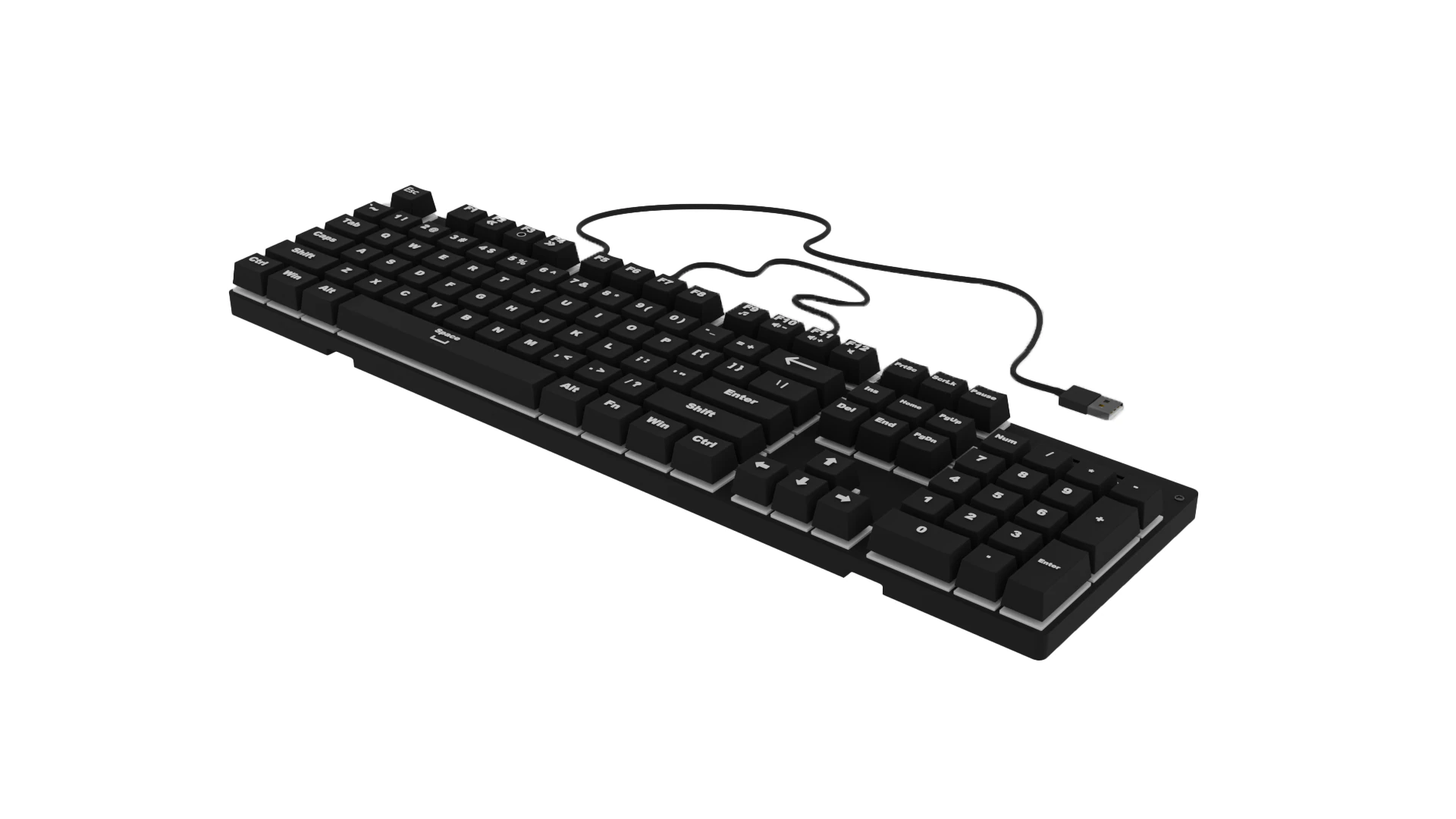 Simple Keyboard 3D Model .c4d .max .obj .3ds .fbx .stl .blend 