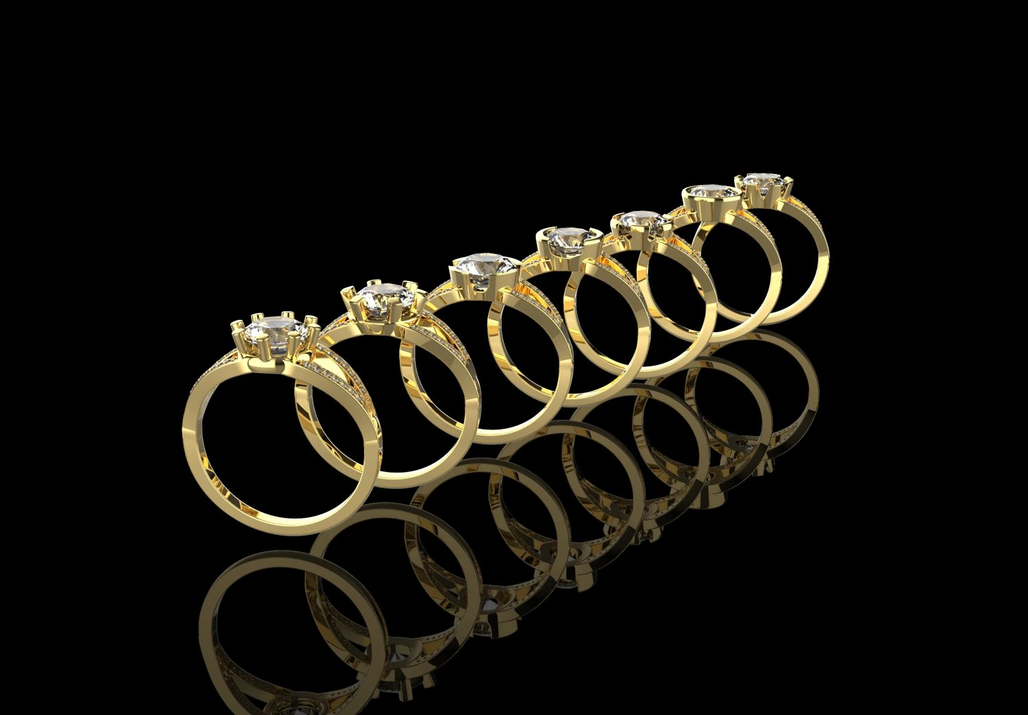 Women multi-stone custom design rings 3D Model .c4d .max .obj .3ds .fbx .stl .blend 